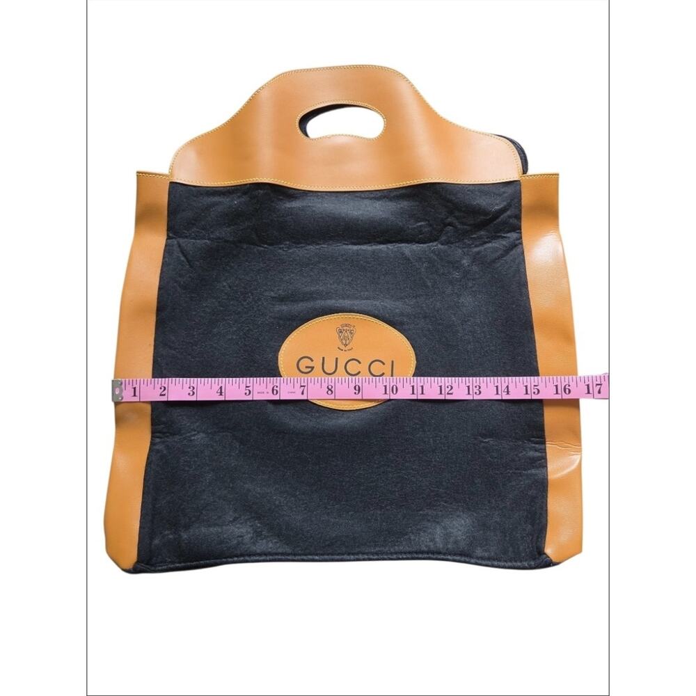 VTG Gucci Wool Felt Leather Trim Shopper Tote Bag Italy Crest Logo Collector - Picture 5 of 7